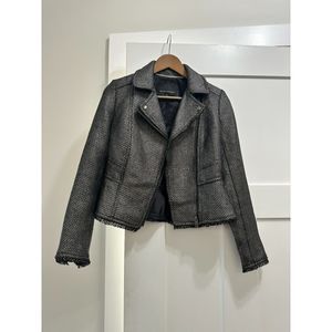 BANANA REPUBLIC Women's Size 0 Metallic Black Gunmetal Basket Weave Jacket